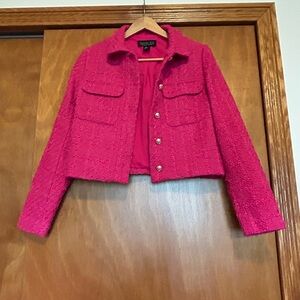 Rachel Zoe Hot Pink Bouclé Cropped Blazer Small